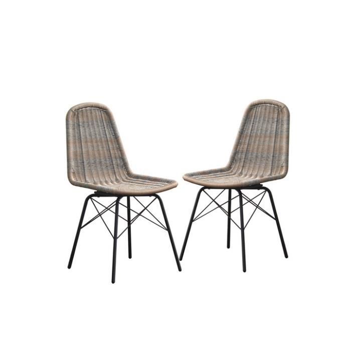 Lot de 2 chaises résine tréssée imitation rotin