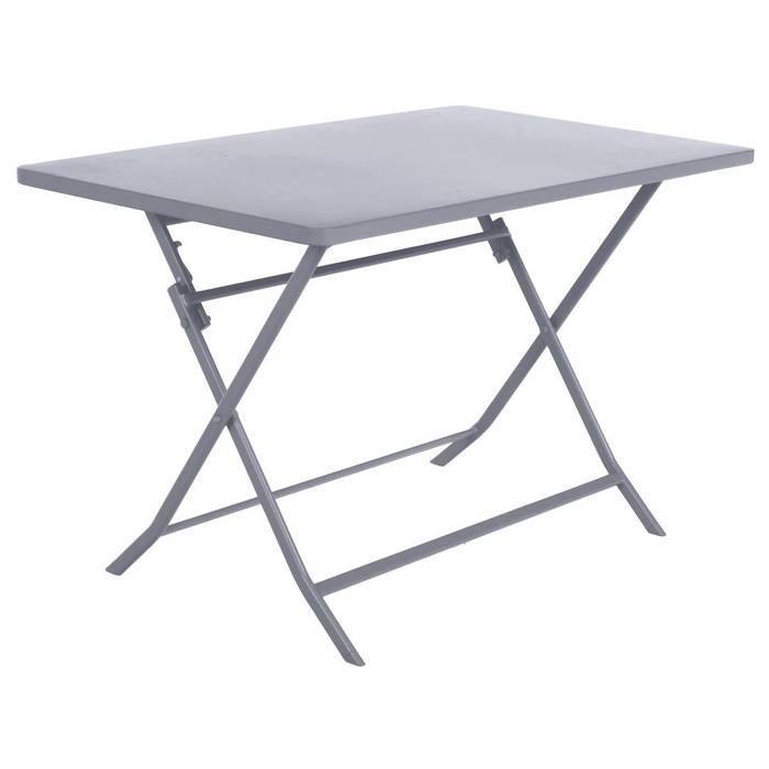 Table de jardin pliante rectangulaire Greensboro gris quartz 4 places en acier traité époxy - Hespéride Table de jardin pliante rectangulaire Greensboro gris quartz 4 places en acier traité époxy - Hespéride