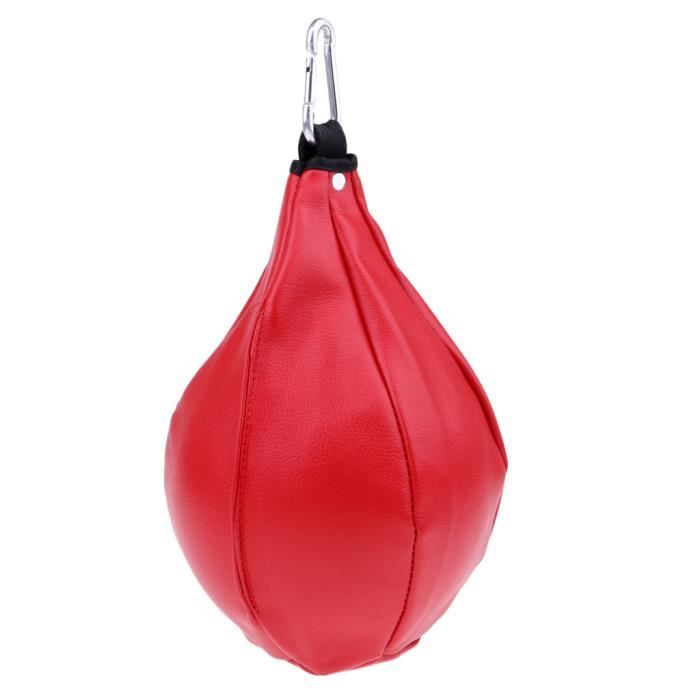 Boule De Boxe En Forme De Poire Iplusmile - Entraînement Frappe, Reflexes, En Cuir PU Rouge - 12