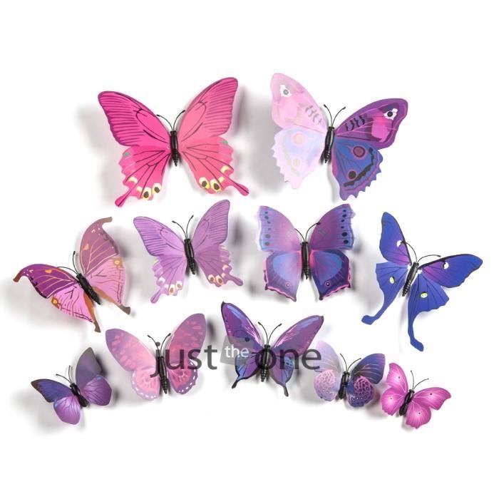 72 Pièces 3D Stickers Muraux Papillons – Décoration Chambre Enfant Fille Salon Réutilisables Aimantés