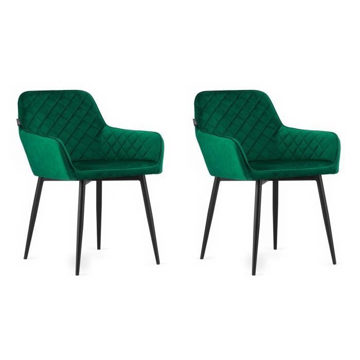 nolay - lot de 2 chaises style moderne salon/salle à manger/bureau - 79x58x57 cm - fauteuil de table - vert 58x57x79