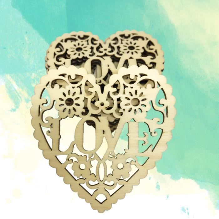 2 Pièces Cœur Décoratif En Bois à Suspendre Suspension Coeur