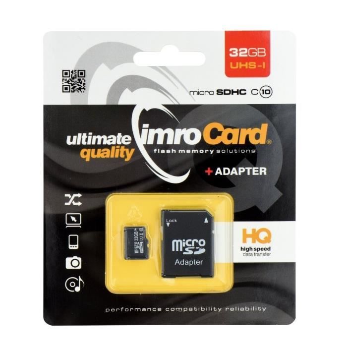 Carte mémoire - imro - microSD 32GB - Format Micro SDHC - Compatible Smartphone - 32 Go