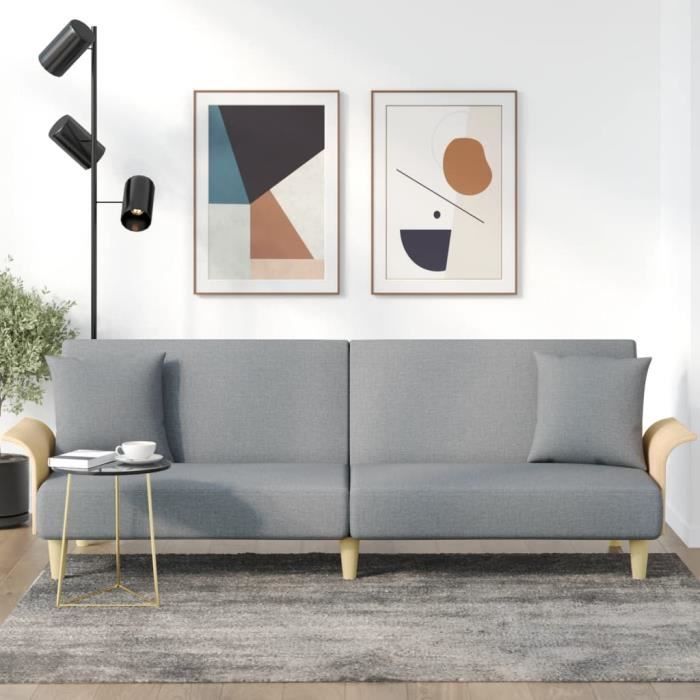 FASHTROOM Canapé-lit avec accoudoirs gris clair tissu AB351843 111607