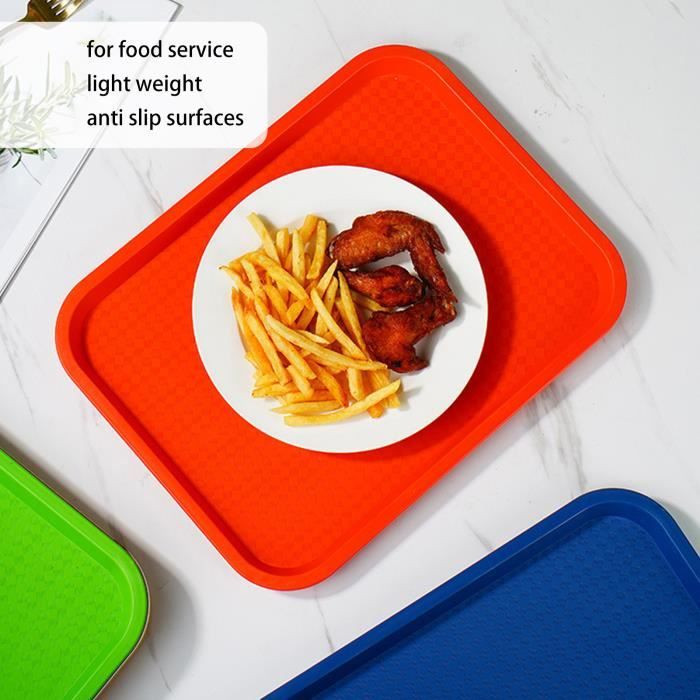 Lot De 6 Plateaux En Plastique Pour Service, Café Fast Food Plateaux