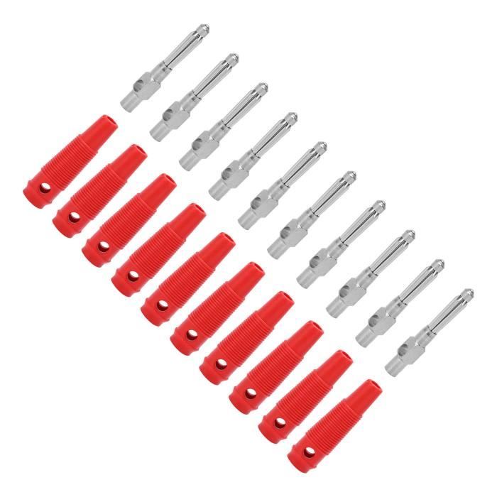 Fiches Banane Empilables 4mm - 20 Pièces, Sans Soudure, Pour Câbles Audio Et Tests électroniques - Rouge & Noir