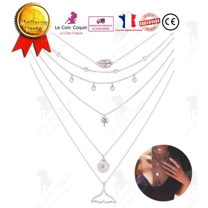 FUNEIA Collier Argent 925 Sans Pendentif - Chaine Adjustable 40-60cm Pour Femme Ou Homme