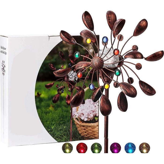 SJASD Moulin à Vent Solaire, Éolienne À Vent en Métal pour Cour et Jardin avec éclairage SJASD Moulin à Vent Solaire, Éolienne À Vent en Métal pour Cour et Jardin avec éclairage