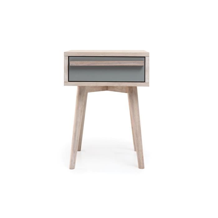 Table De Chevet Scandinave Chene Blanchi Et Gris Mat Narvik