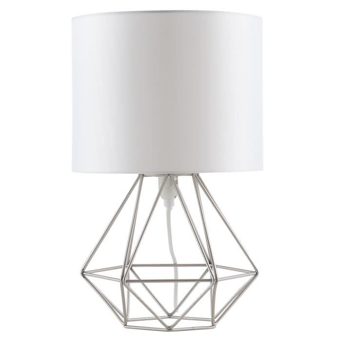 Moderne Cuivre 42 cm Lampe de table de chevet lumière géométriques Lampe Avec Gris Ombre