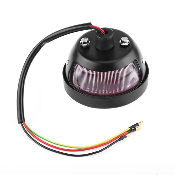 VrAre Feu Arrière LED Vintage Universel – Feu Stop Moto Style Bobber/Chopper Pour Harley Dyna Softail, Aluminium Noir, Éclairage Puissant