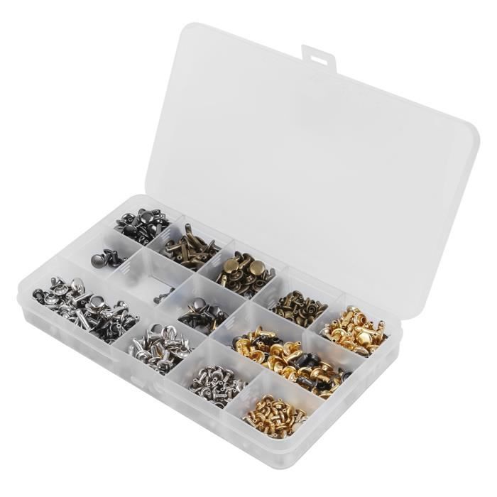 300 Kits Rivets De Cuir Goujons À Double Capuchon Avec Pinces Pour