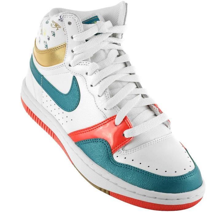 Nike Baskets Femme - NIKE - Wmns Court Force High - Blanc - Synthétique - Lacets