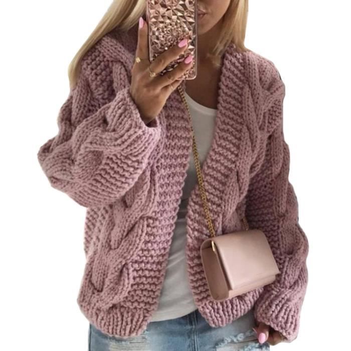 Pull laine grosse maille femme deals