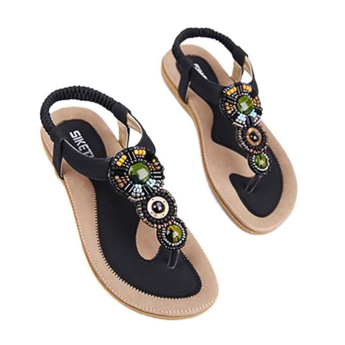 sandales plates perles