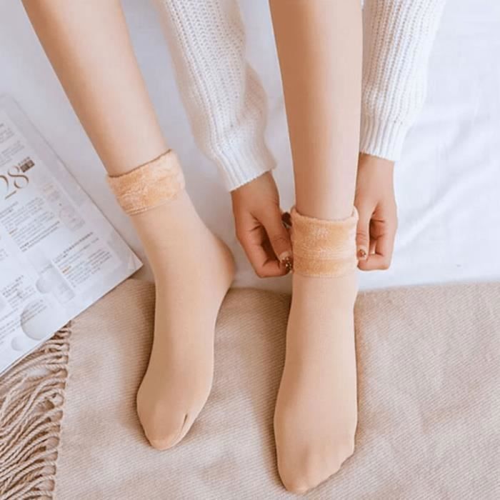 Chaussettes Thermiques en Cachemire Beige SHOP STORY Flanor Femme Sports d hiver Ski Beige Cdiscount Sport
