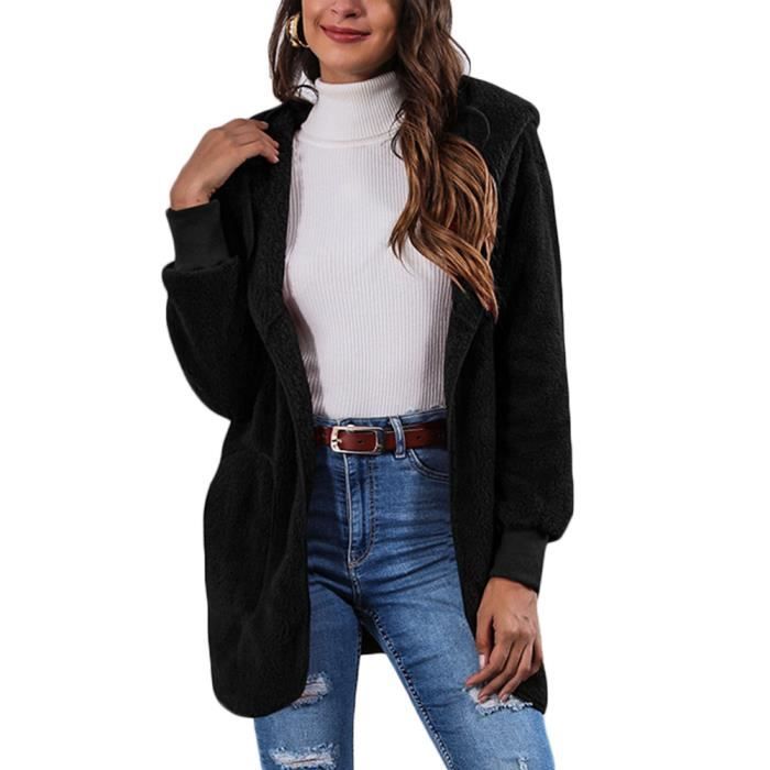 Manteau en Peluche Femme l gante Manteau Chaud Hiver Hoodie