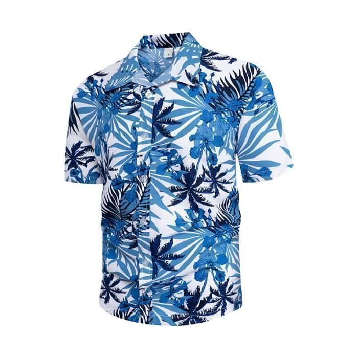 Chemise Hawaïenne Bleue Homme 2XL – Caribbean Joe, Manches Courtes