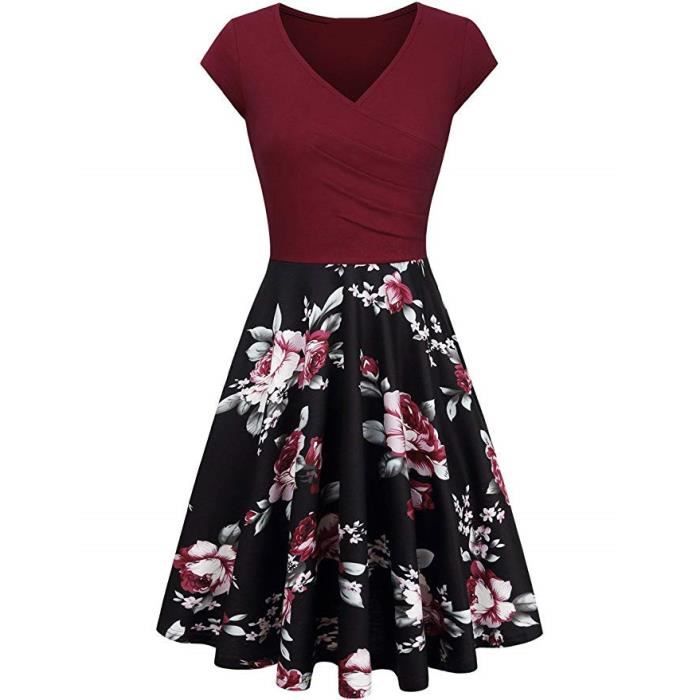 Robe Rétro Rockabilly Années 50 - Imprimé Floral Rose Et Noir - Voodoo Vixen Taille Unique - Neuf Avec Étiquettes