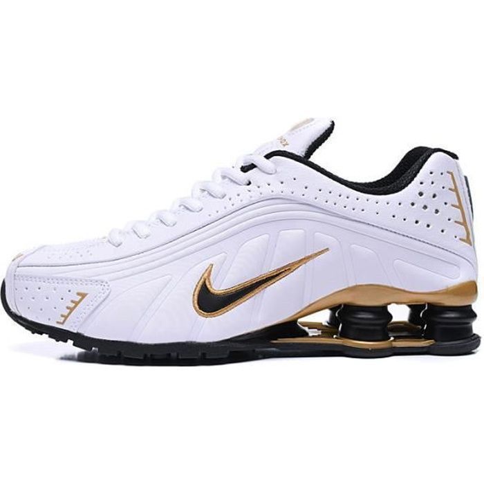 Baskets Shox R4 Homme Chaussures Entra nement de Sport Blanc Noir