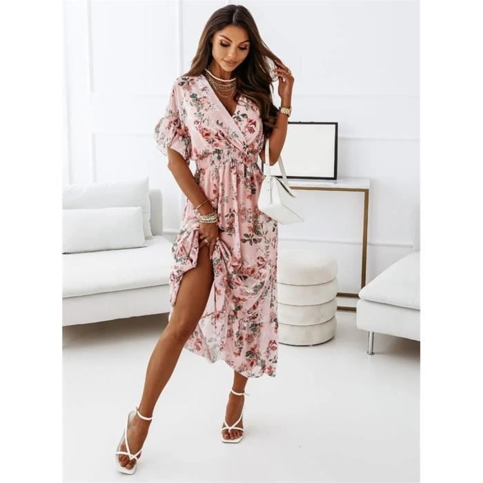 Robe manches courtes col v sale