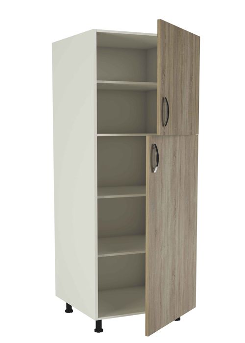 Meuble colonne de cuisine 2 portes coloris chêne cortez - Hauteur 200 x Longueur 60 x profondeur 58 cm Meuble colonne de cuisine 2 portes coloris chêne cortez - Hauteur 200 x Longueur 60 x profondeur 58 cm