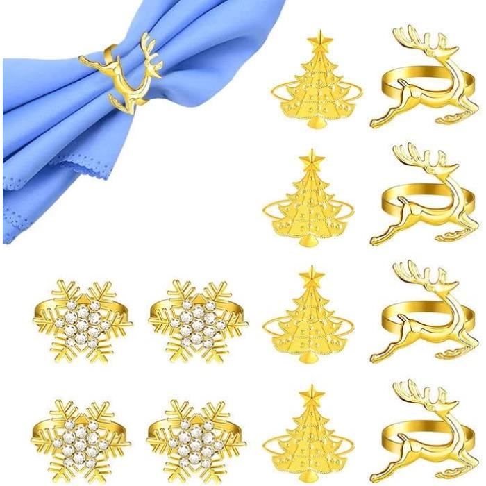 4 Anneaux De Serviette En Céramique Blanche – Thème Noël (arbre Et Cadeaux) – Occasion