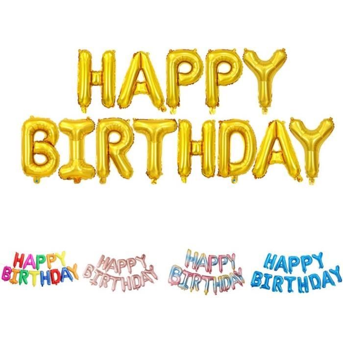 Banderole Joyeux Anniversaire Arc-en-ciel – 16 Ballons Latex Assortis Et Rubans – Décoration Fête Pour Tous âges