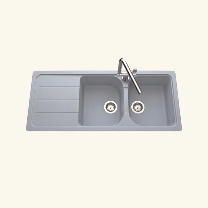 Évier granit gris Schock FORMHAUS 2 bacs 1 égouttoir 500x1160 Évier granit gris Schock FORMHAUS 2 bacs 1 égouttoir 500x1160