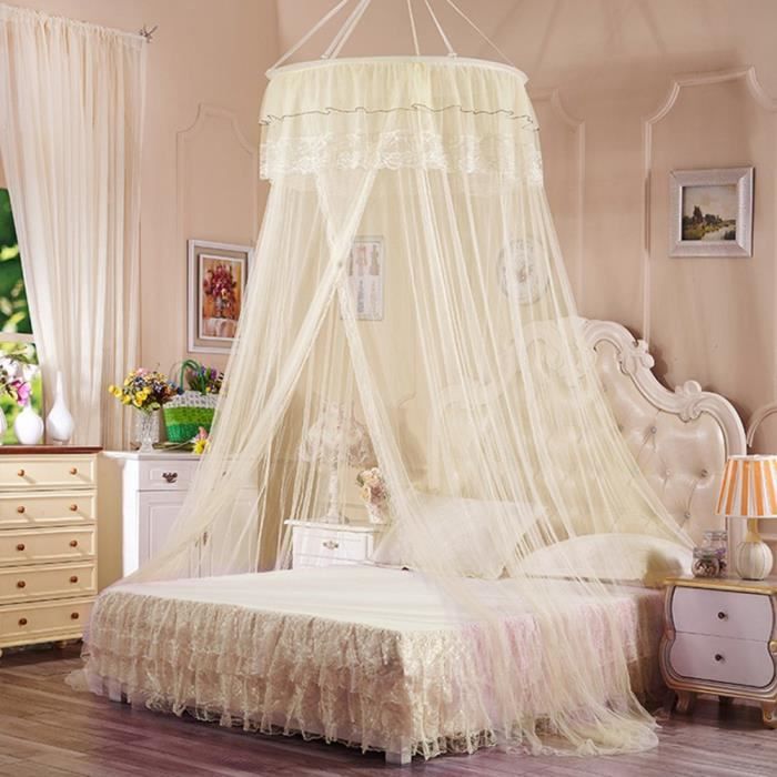 Respirant Cercle rond de princesse moustiquaire en dentelle d/ôme D/écoration de chambre /à coucher Installation gratuite Moustiquaire ronde de plafond rose Tente de lit