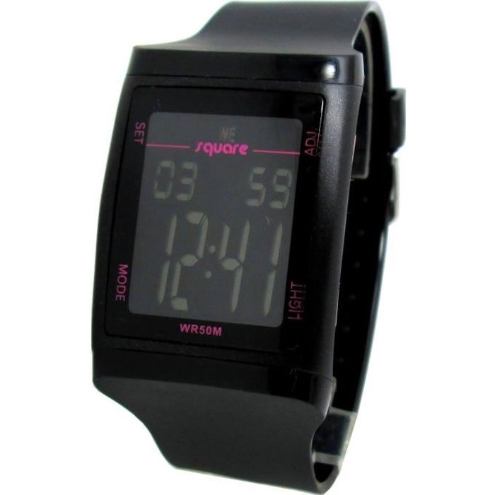 MONTRE FEMME HOMME UNISEXE TANCHE 5 ATM NOIR ROSE DIGITALE