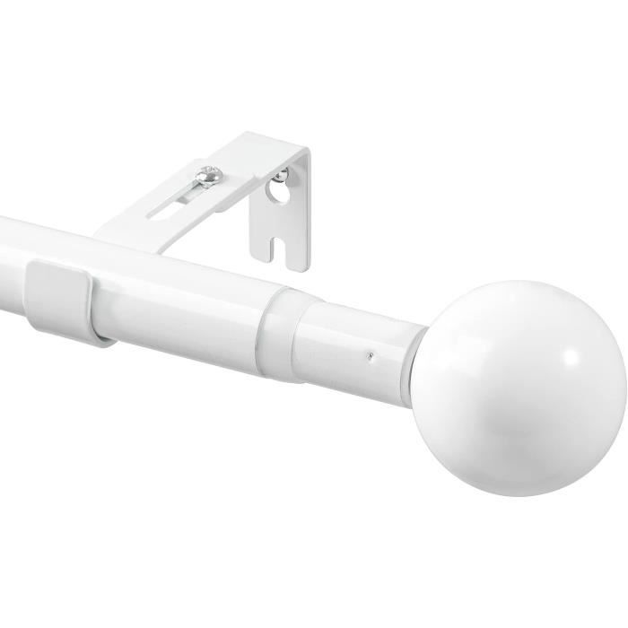 Tringle à Rideau Extensible 76-145 Cm Blanche – Tension Robuste, Embouts Ronds, Supporte Jusqu'à 30 Lb Tringle Rideau Cuisine