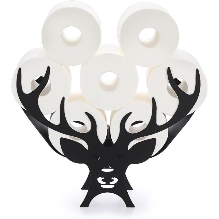 Porte-Rouleaux WC Bulldog Métal - Support Toilette Décoratif, Stockage 7-8 Rouleaux (Noir)