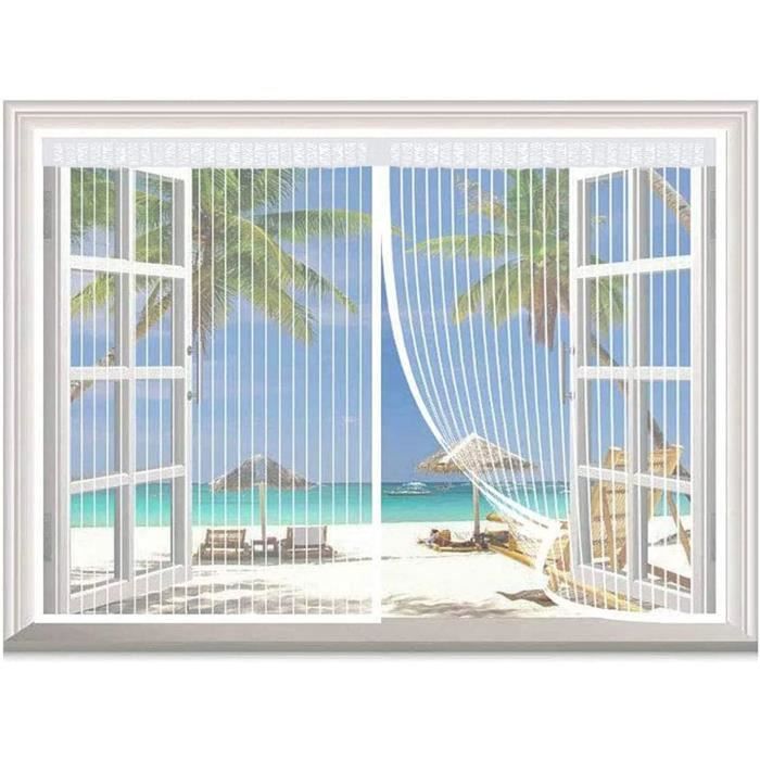Moustiquaire Fenetre Magnetique 155X100Cm, Rideau Moustiquaire Pour