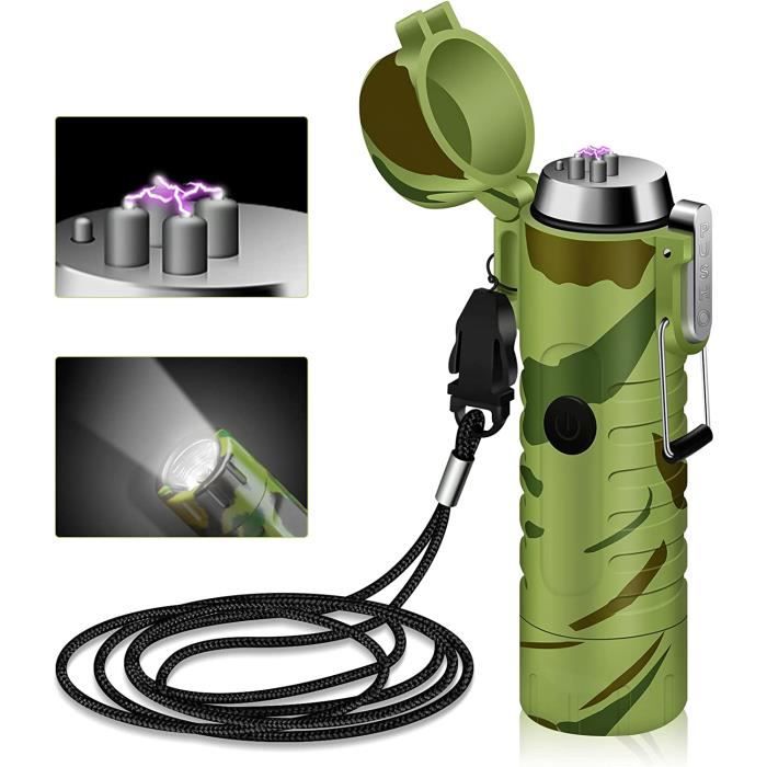 SUPRUS Briquet Plasma Électrique Rechargeable Étanche Coupe-Vent Avec Sifflet - Allume-Feu USB C