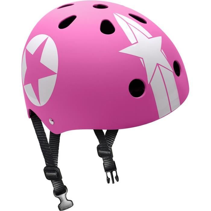 STAMP Casque Skate Pink Star avec Molette d'Ajustement - Taille 54-60 cm