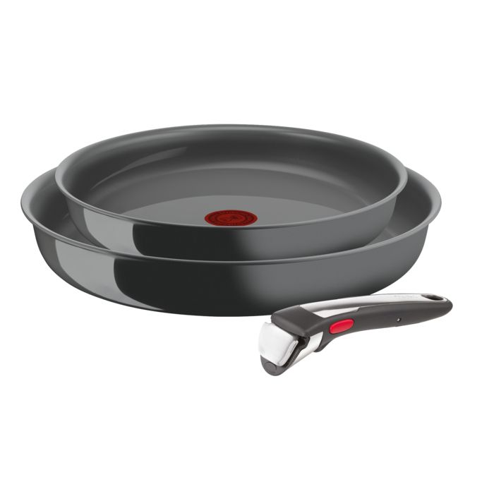 TEFAL INGENIO Lot de 2 poêles + poignée, Induction, Céramique antiadhésive, Lave-vaisselle, Fabriqué