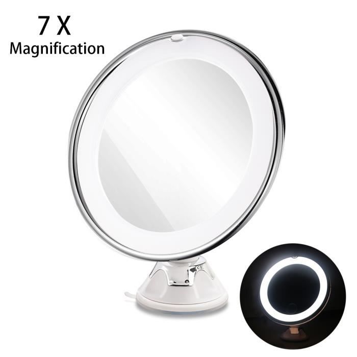 RUIMIO Réglable 7x Grossissement Lumineux LED Miroir De Maquillage Miroir De Voyage Miroir De Voyage avec Ventouse Forte