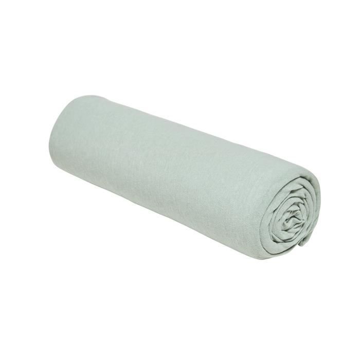 Drap housse TODAY Essential - 160 x 200+25 cm - 1 personne - 100% Coton jersey - Celadon