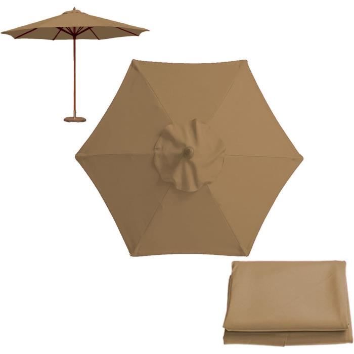 Toile De Rechange Parasol 3m 6 Baleines - Auvent Polyester Anti-UV 50+ Jaune 300cm