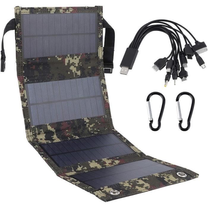 Chargeur Solaire Pliable 20W USB - Panneau Solaire Portable Pour Téléphone Camping Randonnée