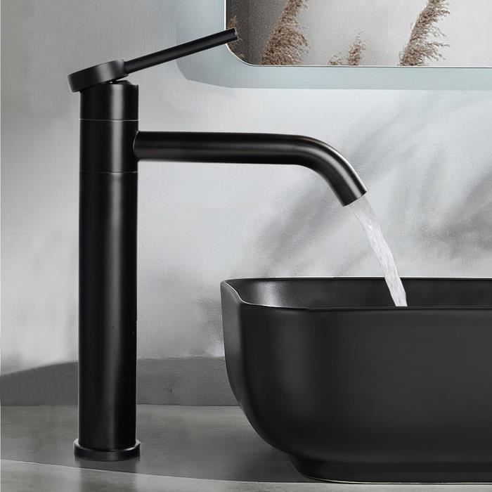 Mitigeur Lavabo Auralum - Bec Pivotant 360° - Chromé Avec Aérateur Démontable - Robinet Monocommande Haut