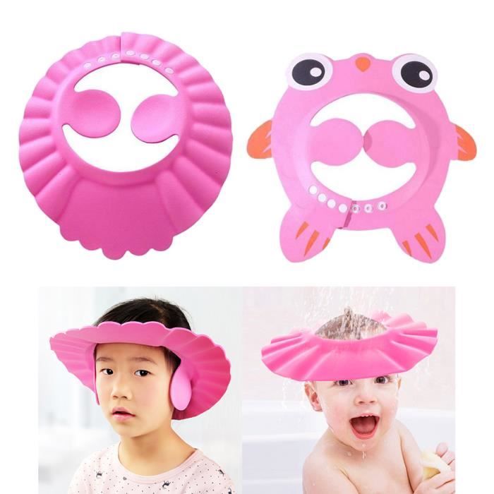 Bonnet De Bain Bébé Réglable - Protection Oreilles Et Yeux - Silicone Doux - 38-60cm - Made In France