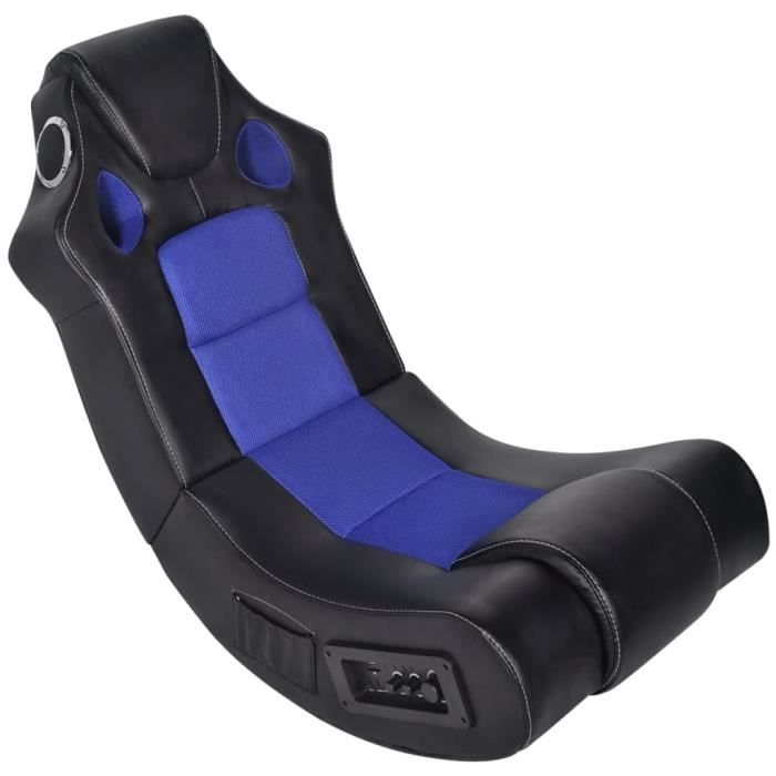 fauteuil salon mvs - fauteuil à bascule à enceinte noir et bleu similicuir,16,45 kg