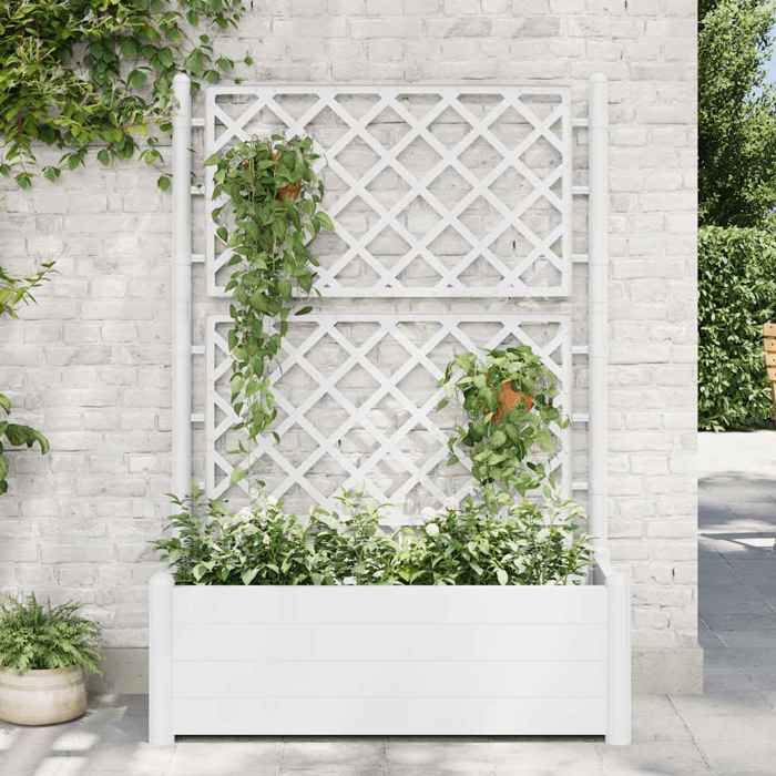 vidaXL Jardinière avec Treillis Lit Surélevé de Jardin Boîte à Fleurs Bac à Plantes Boîte de Plantation Extérieur Patio 313983