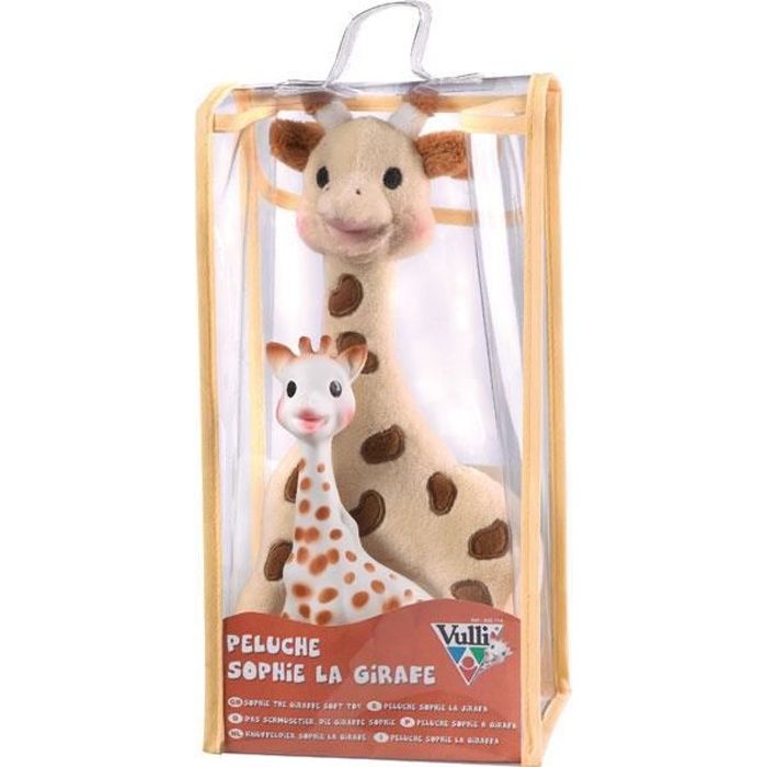 Jouet - VULLI - SET GIRAFE PELUCHE + SOPHIE LA GIRAFE - Jaune et marron - Pour bébé dès la naissance