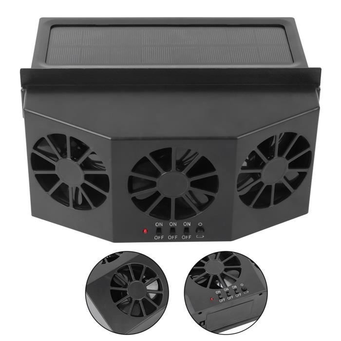 Ventilateur de voiture - Vvikizy - Noir - ABS - Faible décibel - Efficacité énergétique - Élimine les odeurs - Trois ventilateurs - Vvikizy
