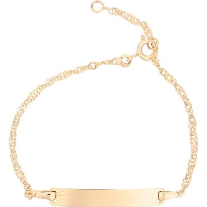 YSORA Bracelet Identité Or Jaune 375° Maille Singapour Bébé mixte