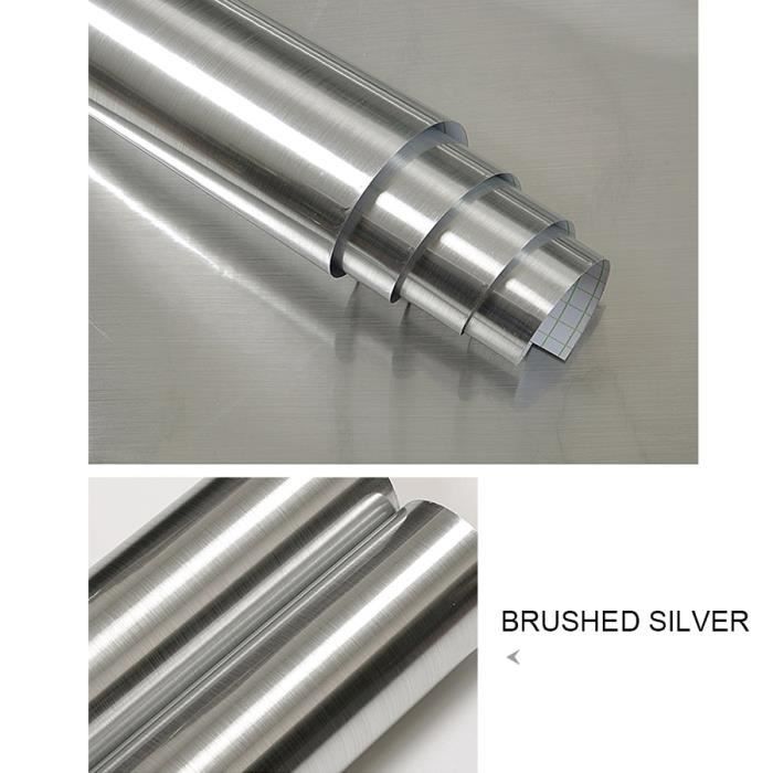 Film Adhésif Vinyle Alu Brossé Argent - Thermoformable - 152x60 Cm - Pour Customisation Auto Et Meuble