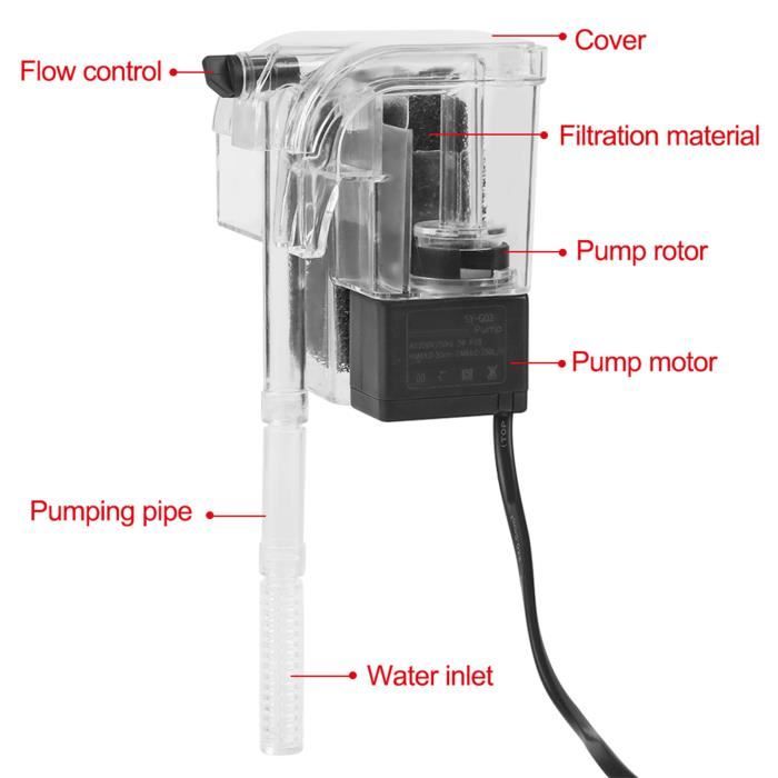 Meilleurs prix pour QUT® Filtre Aquarium Suspendu Externe Extérieur - Débit de 250L/H Filtration Ecologique Prise 119186